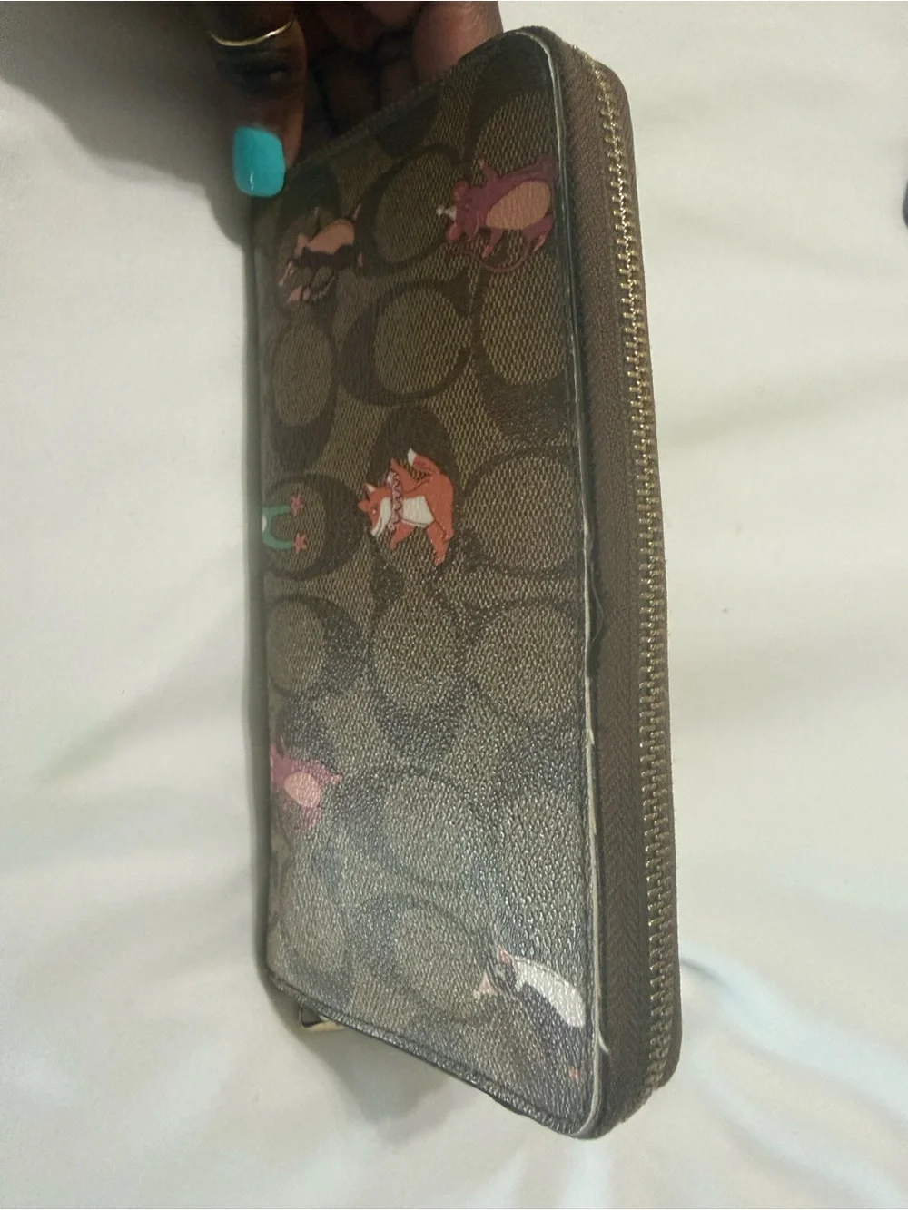 Coach Signature Party Animals Accordion Zip Wallet
